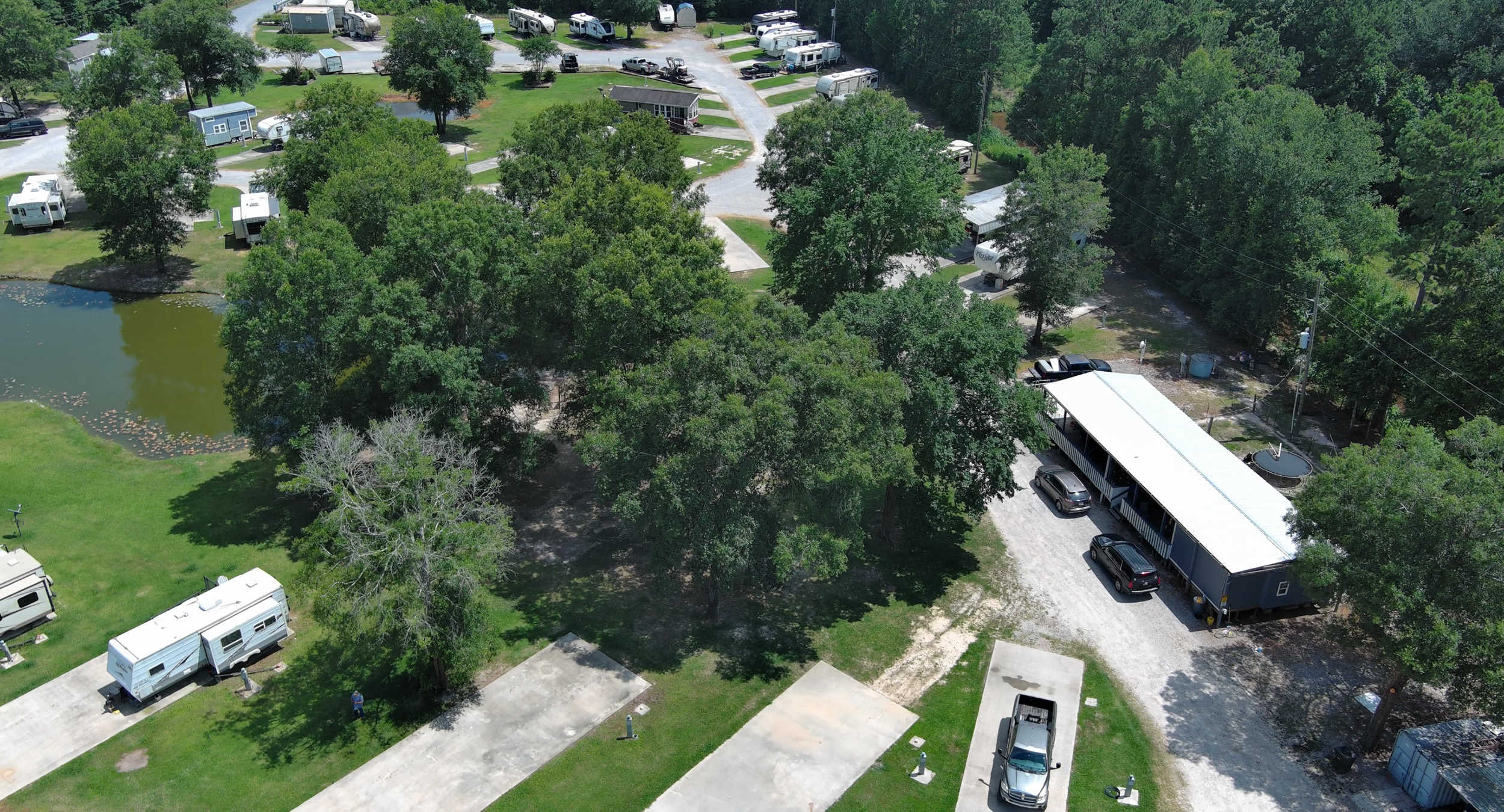 Aerial view of Texas Star RV Community showing RVs.