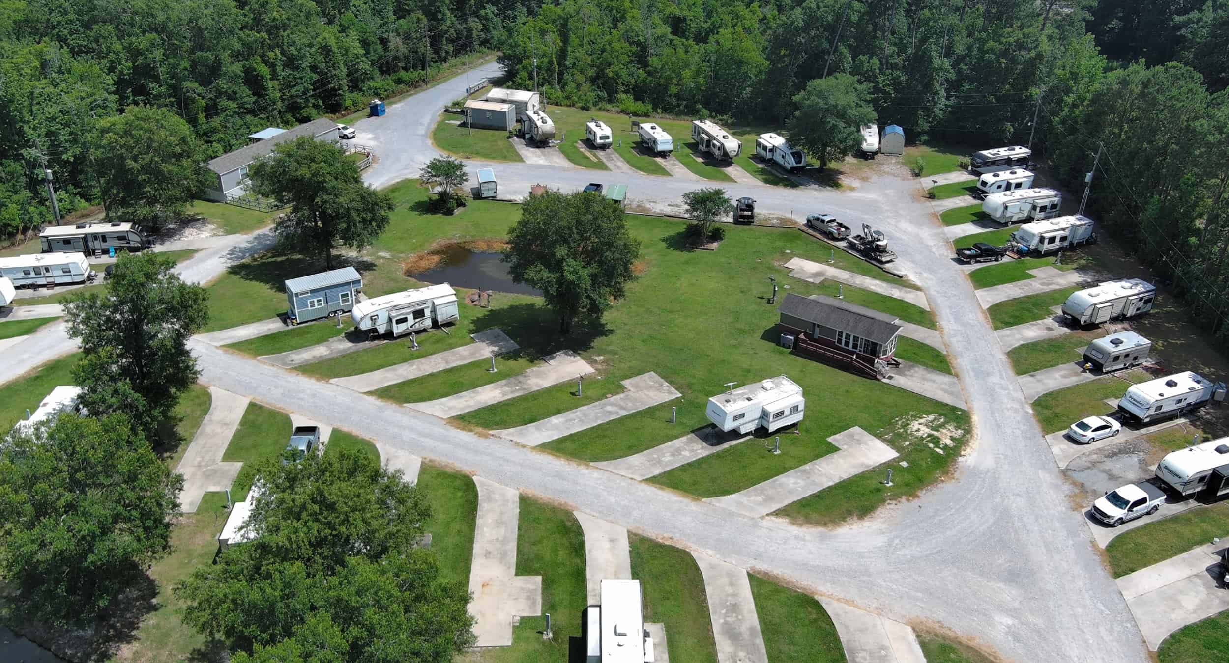 Aerial view of Texas Star RV Community showing RVs.